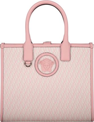 Versace La Medusa Small Canvas Tote - Dames - Shoppers - Roze - ONE Size - Katoen - Tassen