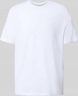 Calvin Klein Jeans T-Shirt mit geripptem Rundhalsausschnitt in Weiss, Größe XXL