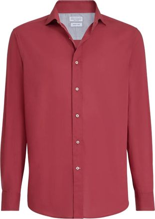 Brunello Cucinelli Katoenen overhemd - Rood