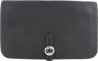 Herm&egrave;s Tweedehands leren portemonnees - Dames - Vintage Accessoires - Blauw - ONE Size - Vintage
