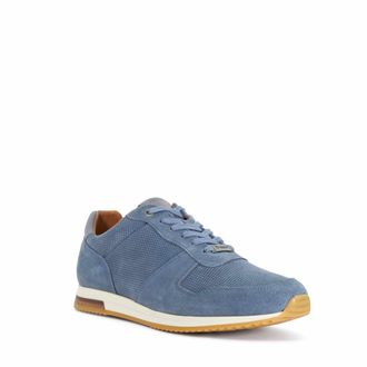 Dune London Mens Trilogy - Lace-Up Runner Trainers - Blue Leather - Size UK 12