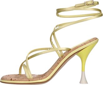 3Juin Sandalen Geel - Dames - Sandalen met hakken - Geel - 41 EU - Leer - Schoenen