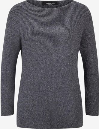 Fabiana Filippi Gerader glitzernder Woll-Rippstrickpullover mit U-Boot-Ausschnitt