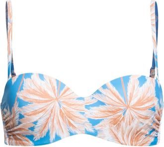 Roxy Bandeau-Bikini-Top ROXY ROXY Love The Beach Vibe, Damen, Gr. L, Cup B, blau (azure blau palm island), Obermaterial: 74% Nylon, 26% Elasthan;, Bikini-O