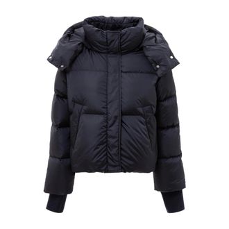 Add Jassen, Dames, Blauw, L, Leer, Kort Getailleerd Jack met Afneembare Boorden