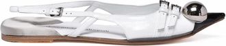 Dove Nuotano Gli Squali White/Black Patent Leather Slingback Flat Shoes