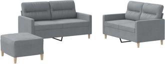 vidaXL Vidaxl - Juego De Sof&aacute;s Con Cojines 3 Piezas Tela Gris Claro