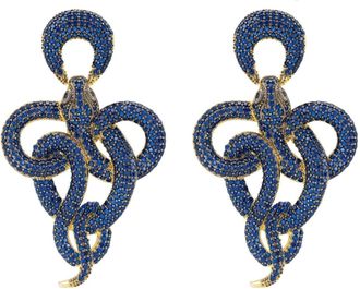 Latelita London Viper Snake Drop Earrings Gold Sapphire