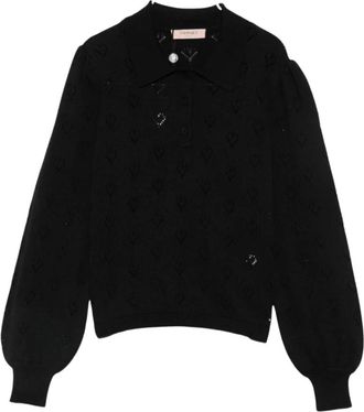 Twinset Polo Knit - Dames - Polos - Zwart - L - Katoen - Tops