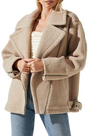 ASTR the Label Layne Fleece Jacket in Taupe at Nordstrom Rack, Size Medium