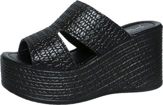 Generic Womens Open Toe Platform Summer Slides Wedge High Heels Sandals Slip On Comfort Lightweight Casual Versatile Shoes (5.5,Black)