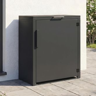IDMarket Armario De Jard&iacute;n Met&aacute;lico 70 X 40 X 80 Cm Gris Antracita Con Techo Elevable, Puerta Doble Y Estante