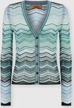 Missoni Chevron Lam&eacute; Viscose Cardigan With Sequins in Green& Brown at Nordstrom, Size 36 It