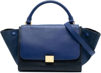 Celine Pre-owned Celine Small Bicolor Calfskin and Suede Trapeze Satchel W-AT-0174 W-CU-0174