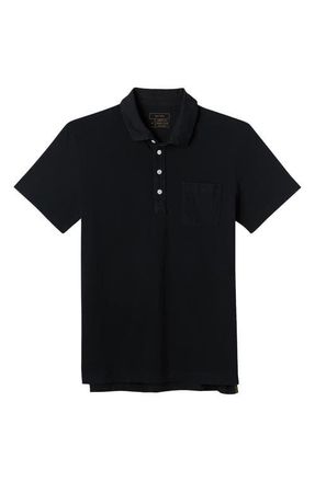 Billy Reid Pensacola Slim Fit Organic Cotton Pocket Polo in Black at Nordstrom, Size Xx-Large