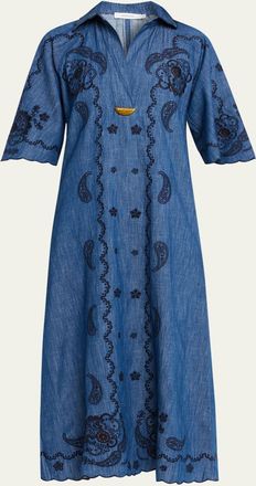 Zimmermann Aster Embroidered Midi Dress