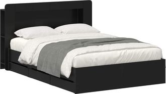 vidaXL Estructura De Cama Con Almacenamiento Y Cabecero Negro Vidaxl