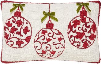 Peking Handicraft Hand-Hooked Ornaments With Bow Wool Hook Pillow
