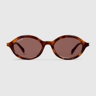 Gucci Round Frame Sunglasses, Beige