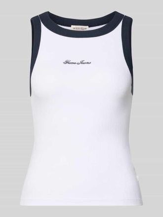 Guess Tanktop in Ripp-Optik mit Label-Stitching in Weiss, Gr&ouml;&szlig;e XS