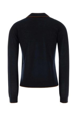 MM Studio Womens Midnight Blue Silk Blend Targo Cardigan Blu-Cuoio Exterior: Wool Maglieria Blu/cuoio Sweater