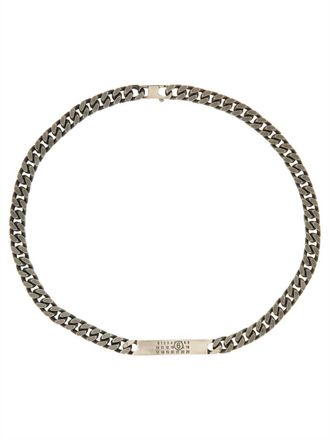 Maison Margiela Interlocking Links Engraved Brass Necklace