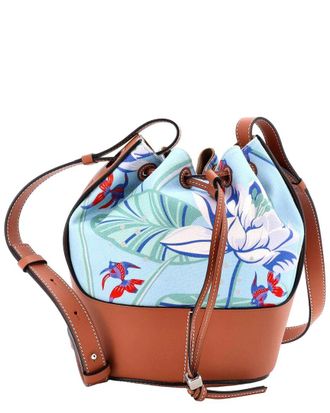 Loewe Blue Printed Canvas & Leather Paulas Ibiza Balloon Bucket Bag Small (Authentic Pre-Loved)