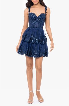 Blondie Nites Sequin Lace Minidress in Navy at Nordstrom, Size 3