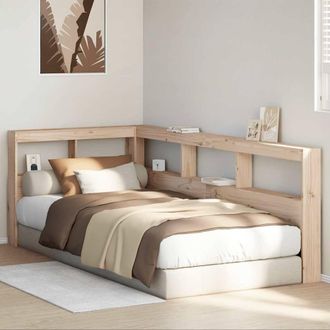 Berkfield Home Decorative Bookcase Headboard L-Shaped 80 cm Solid Wood Pine in Light Tan