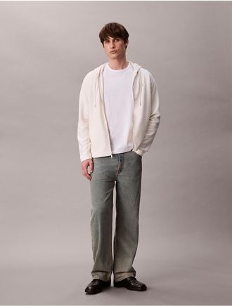 Calvin Klein Jeans Calvin Klein Mens Cotton Blend Boucle Relaxed Hoodie - White - 2XL
