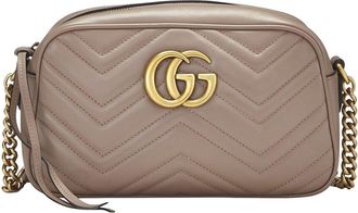 Gucci Pink Leather Gg Marmont Crossbody Bag Small (Authentic Pre-Loved)