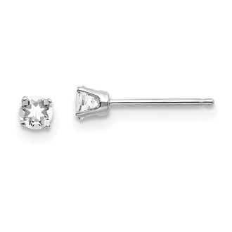 Diamond2Deal 14k White Gold 3mm White Topaz Stud Earrings