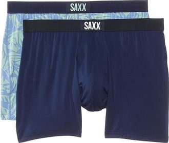 Saxx Underwear Ultra Boxer Brief Fly 2-Pack Mens Underwear Palm Frond/Maritime : MD, Nylon/Polyester/Elastane