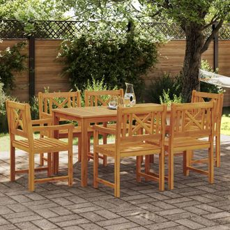 Berkfield Home 7 Piece Garden Dining Set Solid Wood Acacia in Brown