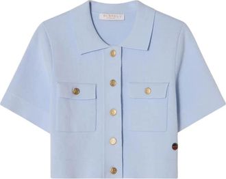 Busnel Valery Cropped Katoenen Jasje - Dames - Blouses - Blauw - L - Katoen - Overhemden