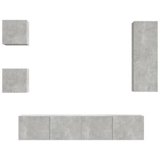 Berkfield Home 5 Piece TV Cabinet Set Concrete Grey Engineered Wood