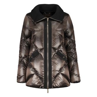 Moorer Winter Jackets, female, Brown, XS, Ribbed Knit Collar Down Jacket