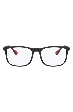 Emporio Armani 55mm Pillow Optical Glasses in Matte Black /Demo Lens at Nordstrom