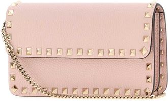 Valentino Garavani Womens Pink Leather Rockstud Clutch Rose Quartz Portafogli Wallet