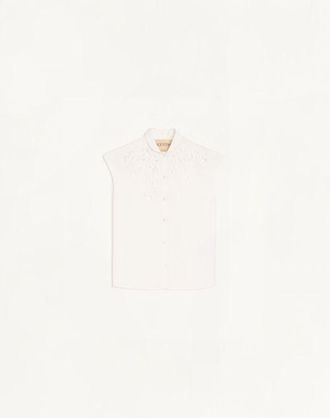 Valentino Camicia In Popeline Ricamata Donna BIANCO 48