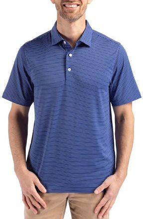 Cutter & Buck Forge Fine Line Stripe Recycled Blend Polo in Tour Blue/white at Nordstrom, Size Xxx-Large