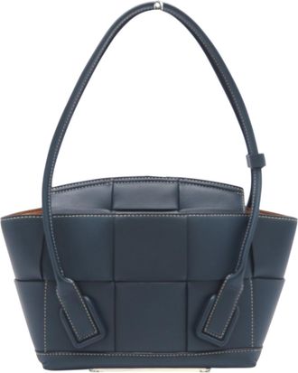 Bottega Veneta Navy Leather Handbag Tote Bag (Pre-Owned)