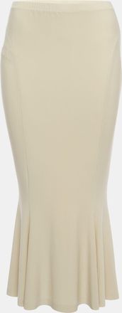 Norma Kamali Beige Stretch Knit Fishtail Midcalf Skirt