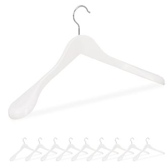 Relaxdays Pack De 30 Perchas Traje Anchas, Para Chaquetas, Abrigos O Vestidos, Madera, 45 Cm De Ancho, Blanco