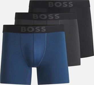 HUGO BOSS Mens BOSS 3-Pack Active Boxer Briefs, Black/Blue/Grey - Navy - Size: 32/33/32