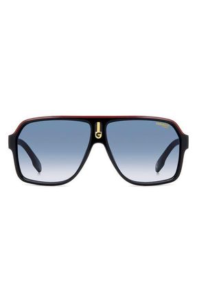 Carrera 62mm Oversize Gradient Rectangular Sunglasses in Black Gold/Dk Blue Sf at Nordstrom