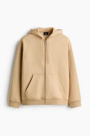 H&M Loose Fit Zip-through Hoodie in Beige at Nordstrom, Size Xx-Large