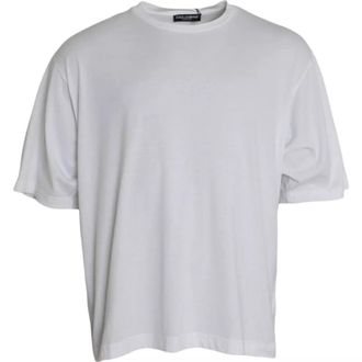 Dolce & Gabbana Mens White Cotton Round Neck Short Sleeve T-Shirt