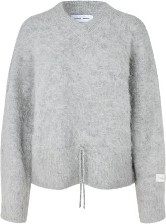 Sams&oslash;e & Sams&oslash;e Grey Salo Melange Brushed V-Neck Sweater
