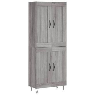Berkfield Home Highboard Grey Sonoma 69.5x34x180 cm Engineered Wood